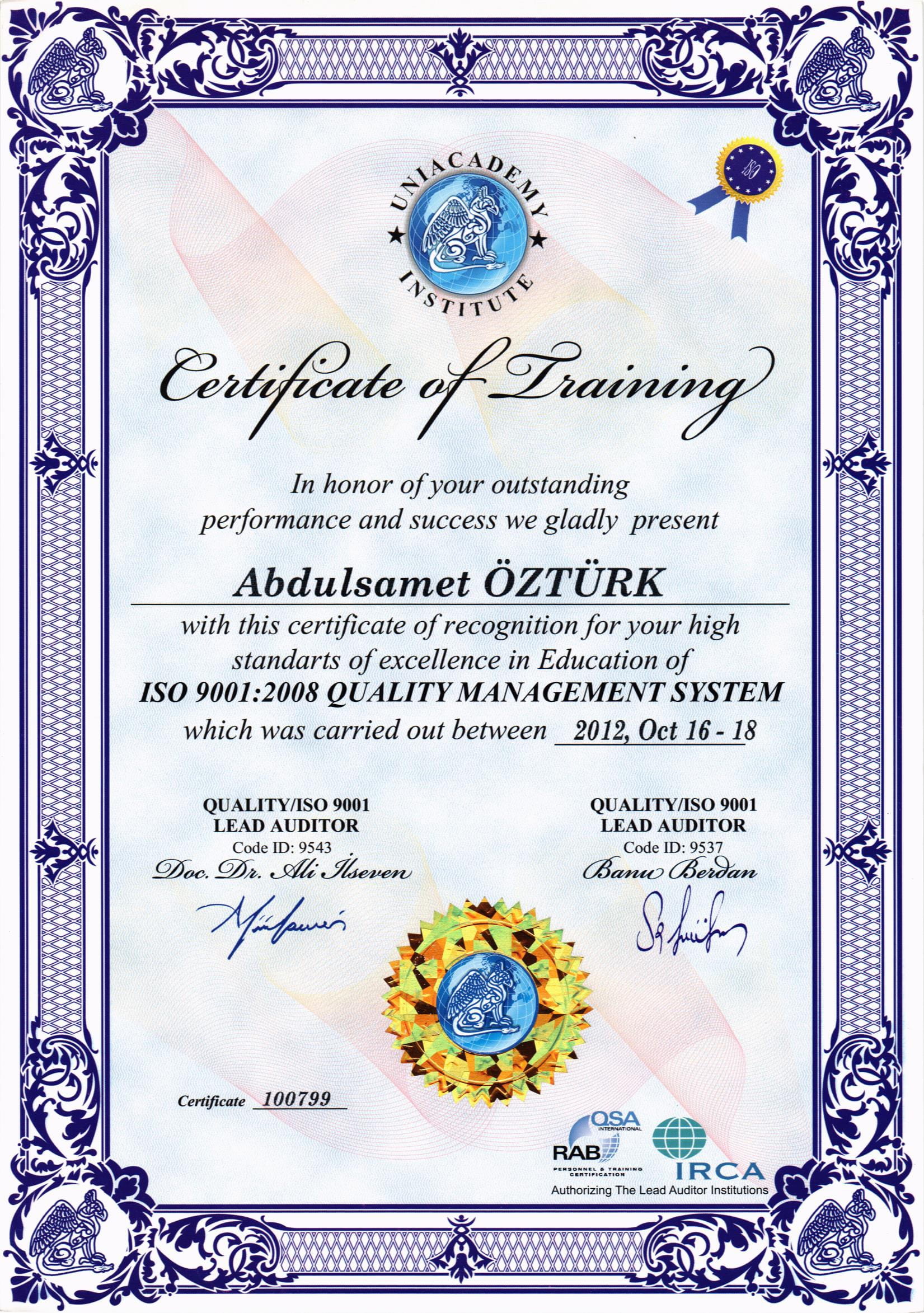 ISO 9001:2008 QUALITY MANAGEMENT SYSTEM